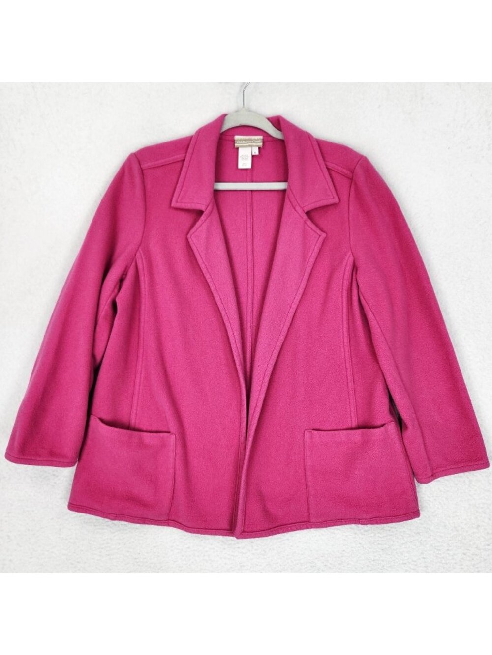Coldwater Creek Jacket Womens Medium Pink Wool Blend Blazer Open Front Pockets